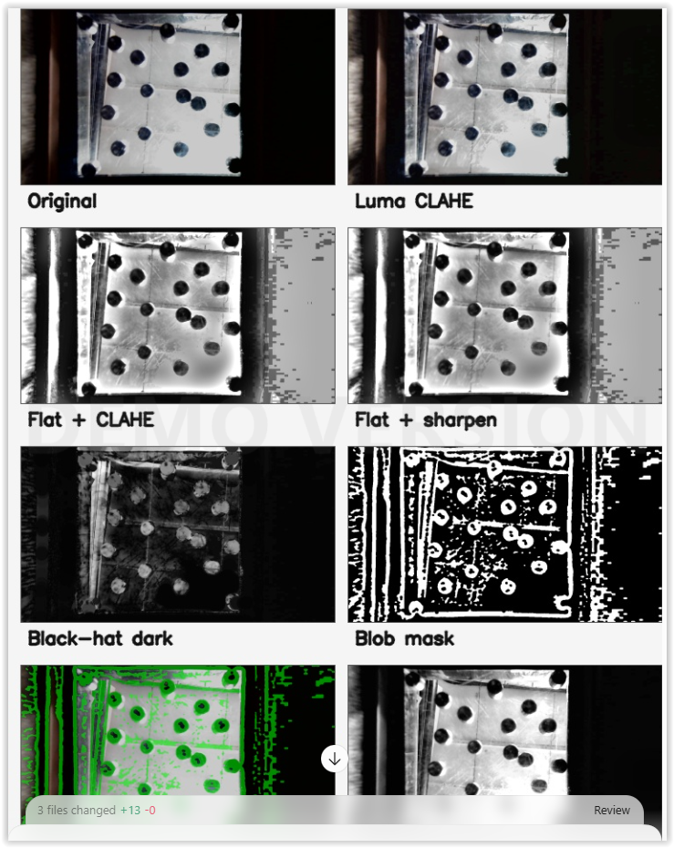 Lash cap vision part detection